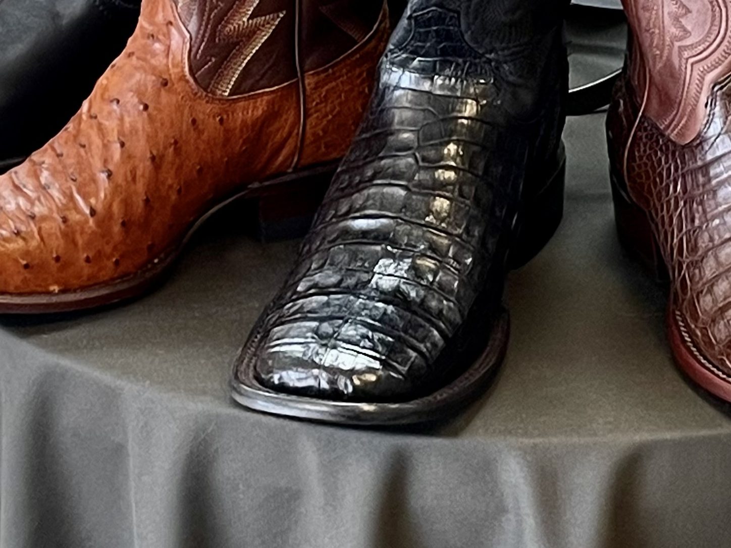 Black caiman Tecovas cowboy boot at The Man's Shop, Arlington, Texas