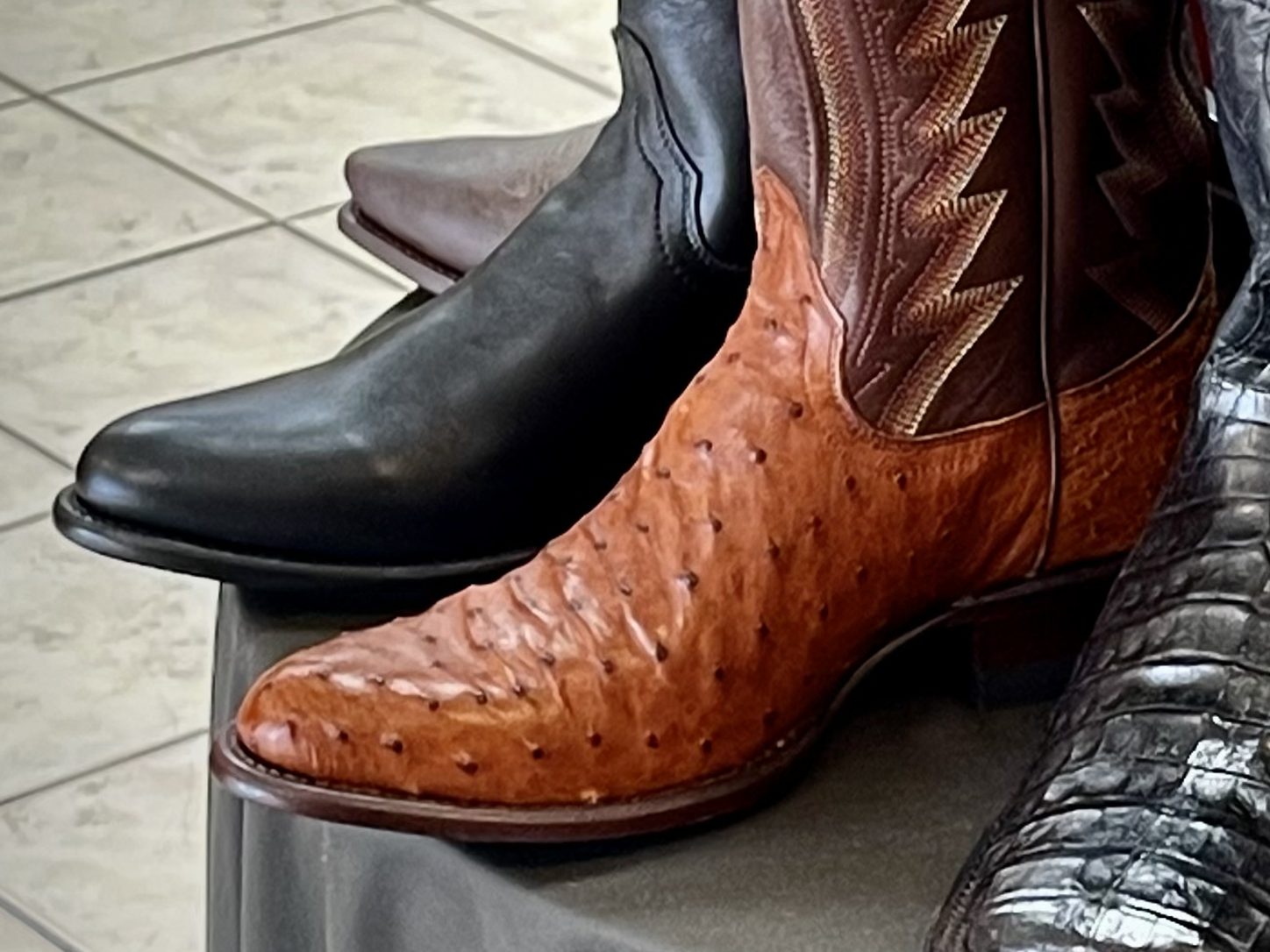 Black leather Tecovas dress boot at The Man's Shop, Arlington, Texas