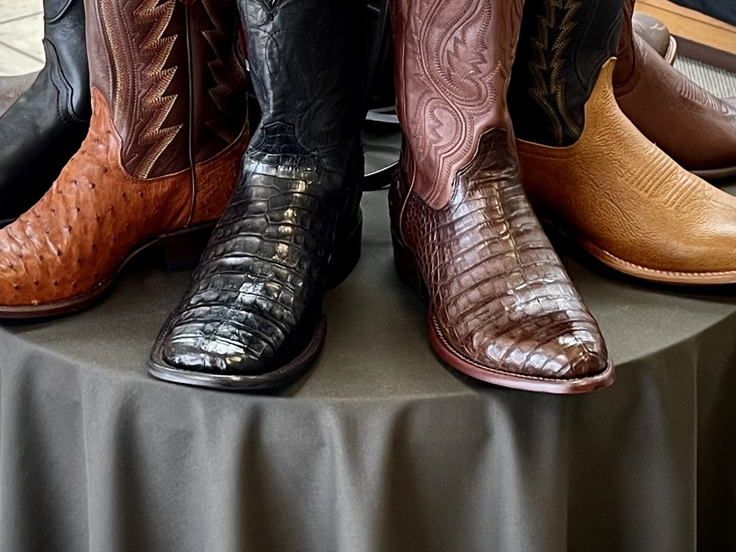 Tecovas boots on display in store at The Man's Shop, Arlington, Texas